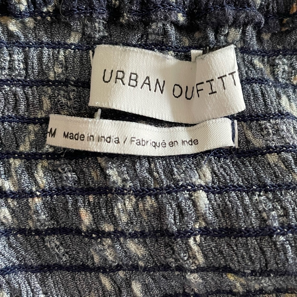 Urban Outfitters UO Kamaryn Tie Front Navy Blue Midi Dress Women’s Medium - Picture 12 of 15